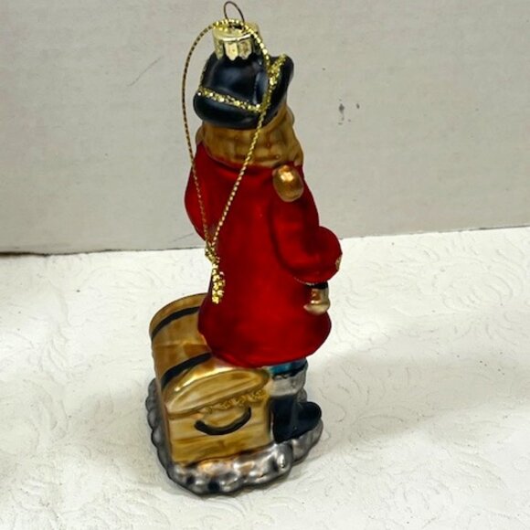 Pirate Buccaneer w/Sword Treasure Chest Glitter Christmas Glass Ornament 2"x5" - Picture 5 of 12